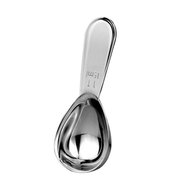 Cucharas medidoras de café de acero inoxidable con escala, cuchara medidora de leche en polvo, herramienta de cocina para especias líquidas en polvo (15 ml)