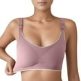 thumbnail image 2 of Aayomet Bralettes for Women With Support Silk Large Traceless Gathered Anti Drop Bra Without Steel Rings (Purple, L), 2 of 4