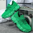 thumbnail image 4 of Platform Sneakers for Women Stretch Knitted Slip on Chunky Tennis Shoes Casual Cushioning Lace up Running Athletic Shoes Green Size 7, 4 of 6
