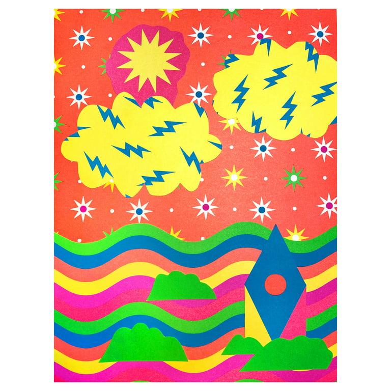 Smarts & Crafts Bright Neon Craft Paper Pad, 18 Designs, 102 Sheets 