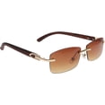 thumbnail image 4 of GFDYREE Flawless Slim Dean Rimless Sunglasses Rectangular Metal & Wood Art Glasses, 4 of 4