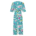 thumbnail image 4 of Abomasnow Jumpsuits for Women Casual Boho Floral Print Half Sleeve One Piece Outfits V Neck Wide Leg Rompers Pants, 4 of 5
