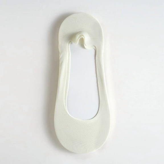 XmhyTop-A White No-Show Socks, 5 Pairs Invisible Non Slip Socks for Flats, One Size Hidden Socks