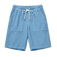 thumbnail image 3 of Kovlvoll Mens Shorts Summer Corduroy Wide Leg Elastic Drawstring Waist Loose Casual Shorts with Pockets, 3 of 6