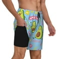 thumbnail image 2 of Kdxio Avocado Work Out Print Men'S Swim Trunks With Compression Liner 7 Inch Inseam Quick Dry Swim Shorts, 2 of 7