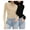 Black/Beige, variant on Ekouaer Turtleneck Shirt Women Ruffle Ribbed Long Sleeve Mock Neck Tops Slim Fit Lettuce Trim Base Layer