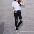 thumbnail image 1 of Pantalones de mujer Pantalones de malla con agujeros destruidos de verano Leggings delgados Pantalones lápiz, XXL tholdsy AP001645-05, 1 of 7