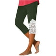 thumbnail image 5 of cfhntfmh Women Summer Capri Leggings Trendy Floral Lace Trim Casual Beach Pants High Waisted Stretch Yoga Tights, 5 of 5