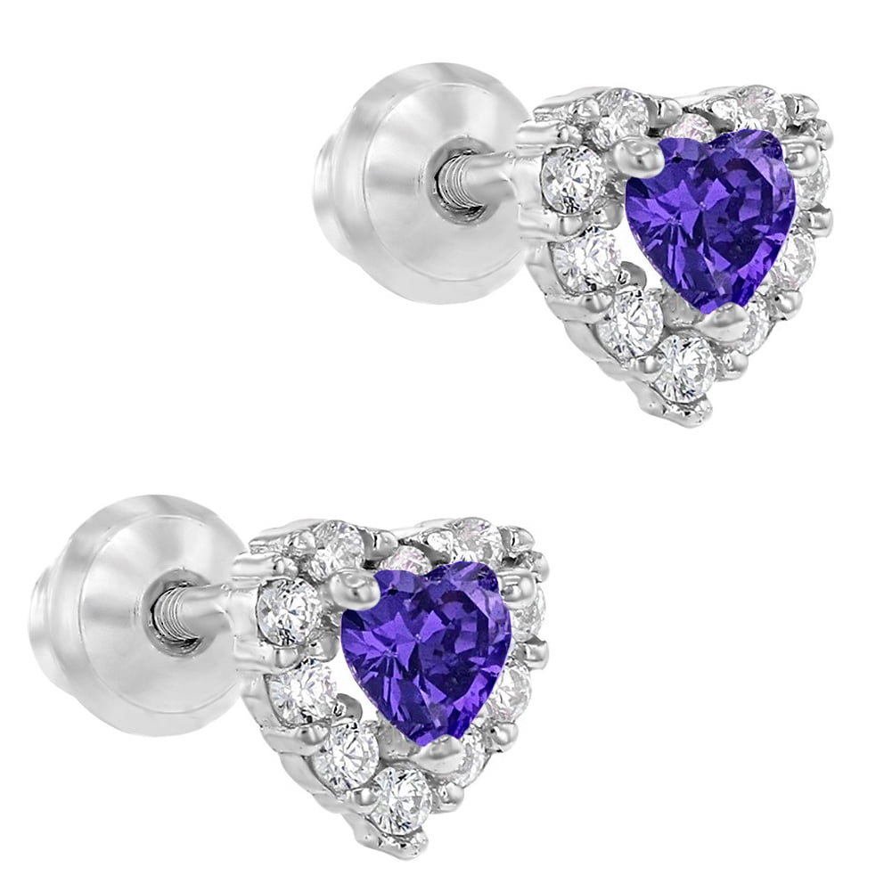 Solid 925 Sterling Silver Violet Purple February Simulated Birthstone Simulated Amethyst Pendant 11mm x 4mm