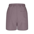 thumbnail image 6 of Ecqkame Shorts for Women Summer Dressy Casual High Waisted Work Shorts Elastic Waist Solid Color Drawstring Shorts with Pockets 02-Purple 02-02-Purple, 6 of 8
