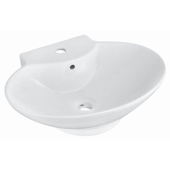 American Imaginations 16.25-in. W Above Counter White Bathroom Vessel Sink For 3H4-in. Left Drilling AI-590