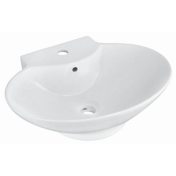 American Imaginations 16.25-in. W Above Counter White Bathroom Vessel Sink For 3H4-in. Left Drilling AI-590