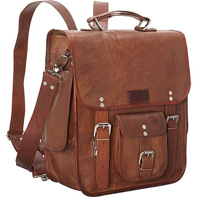 Sharo Genuine Leather Long Three-in-One Backpack/Brief/Messenger Bag ...