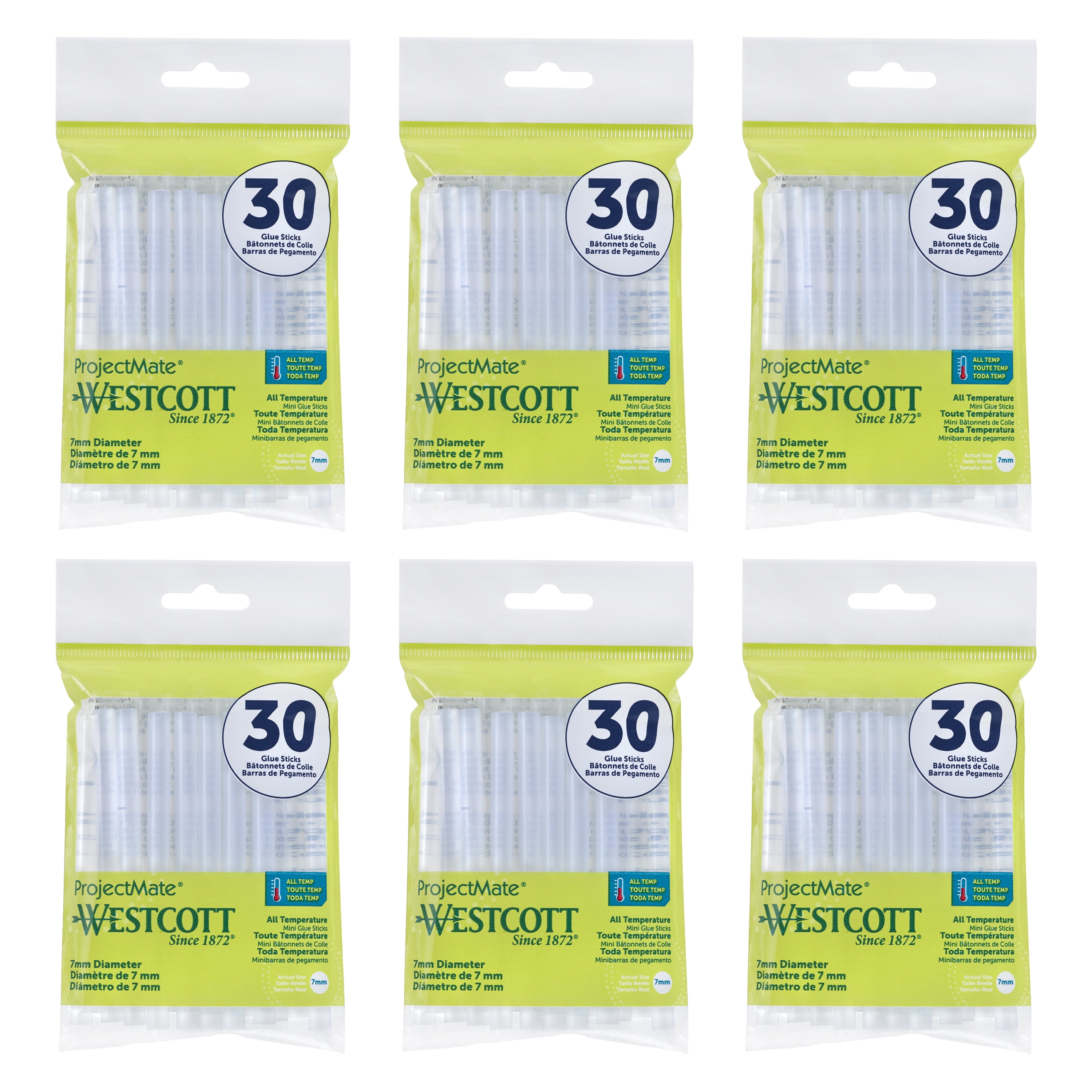 Westcott Premium Mini Glue Sticks, All-Temperature Hot Glue, 180-Count