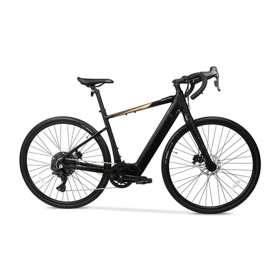 Ozark Trail 700C Rebel  Drop Bar Electric Gravel Bike, Class 1 Mid-Drive, Medium Frame, Fits Riders 5'5"-5'11", Black, Adult, Unisex, Online Only