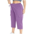 thumbnail image 2 of Women's Casual Capri Pants Summer Comfortable Stretch Pure Color Trousers For Daily Wear With T Shirt, 2 of 7