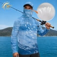 thumbnail image 2 of Bulopur Men’s Quick Dry Fishing Sun Hoodie with Face Cover, Lightweight UV Protection Long Sleeve Shirt with Ocean Water Fish Print for Beach Days, Boating and Vacation Wear, 2 of 8