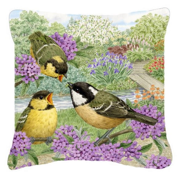 Coal Tits Feeding Time Fabric Decorative Pillow