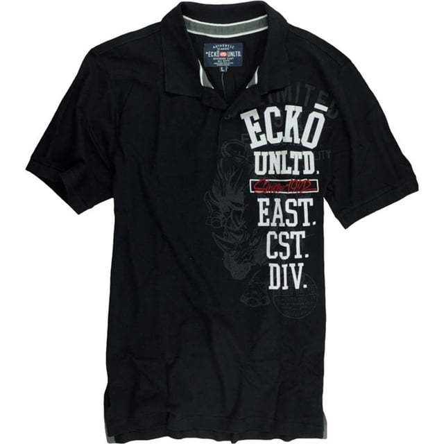 Ecko Unltd. Polo de rugby con números verticales SS para hombre, negro, XXX-Large