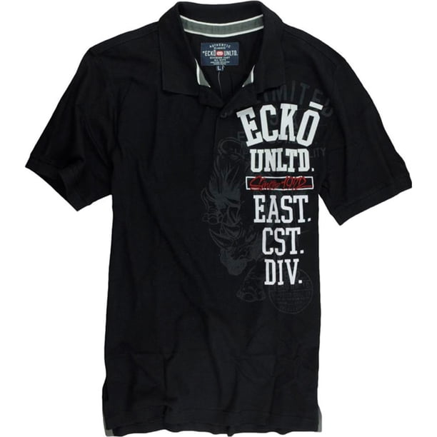 Ecko Unltd. Polo de rugby con números verticales SS para hombre, negro, extra pequeño