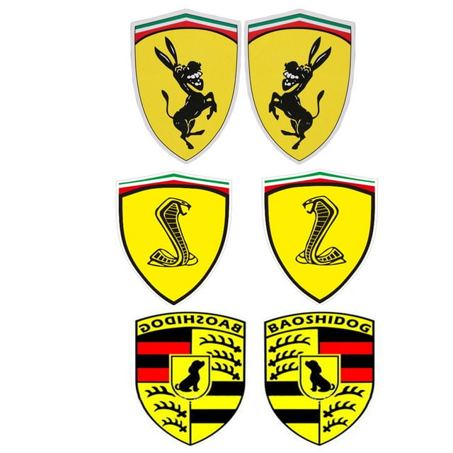 1Pair Funny Donkey Snake Dog Pattern 11x13cm Reflective Car Sticker Cover Compatible for Ferrari