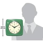 Infinity Instruments 9.25 Green Retro Square Plastic Analog Wall Clock