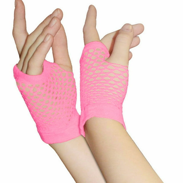 Gants Courts en Résille STYLE Années 80 pour Femmes et Filles, Gants de Soirée, Gants d'Hiver Roses
