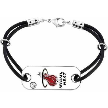 NBA Men's Swarovski Crystal Fine Silver-Tone Miami Heat Bracelet