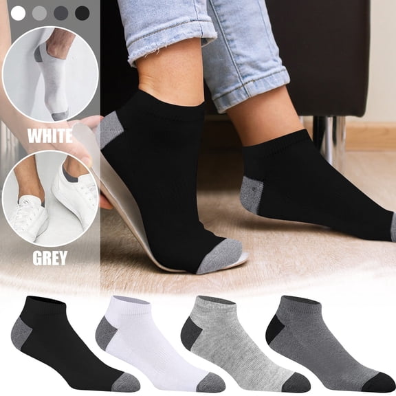 Helii Men Color Block Boat Socks Cotton Breathable Lightweight Low Cut Ankle Socks Casual Summer Socks
