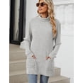 thumbnail image 6 of 2024 Women's Sweatshirts Tunic Top Trendy Half High Neck Long Sleeve Shirts with Pocket Solid Color Loose Fit Pullover Tops Comfy (Gray,XX-Large), 6 of 6