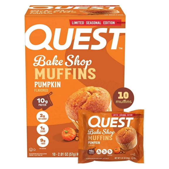 Quest Bake Shop 10g Protein Muffins, Pumpkin, 2.01 oz., 10 pk.