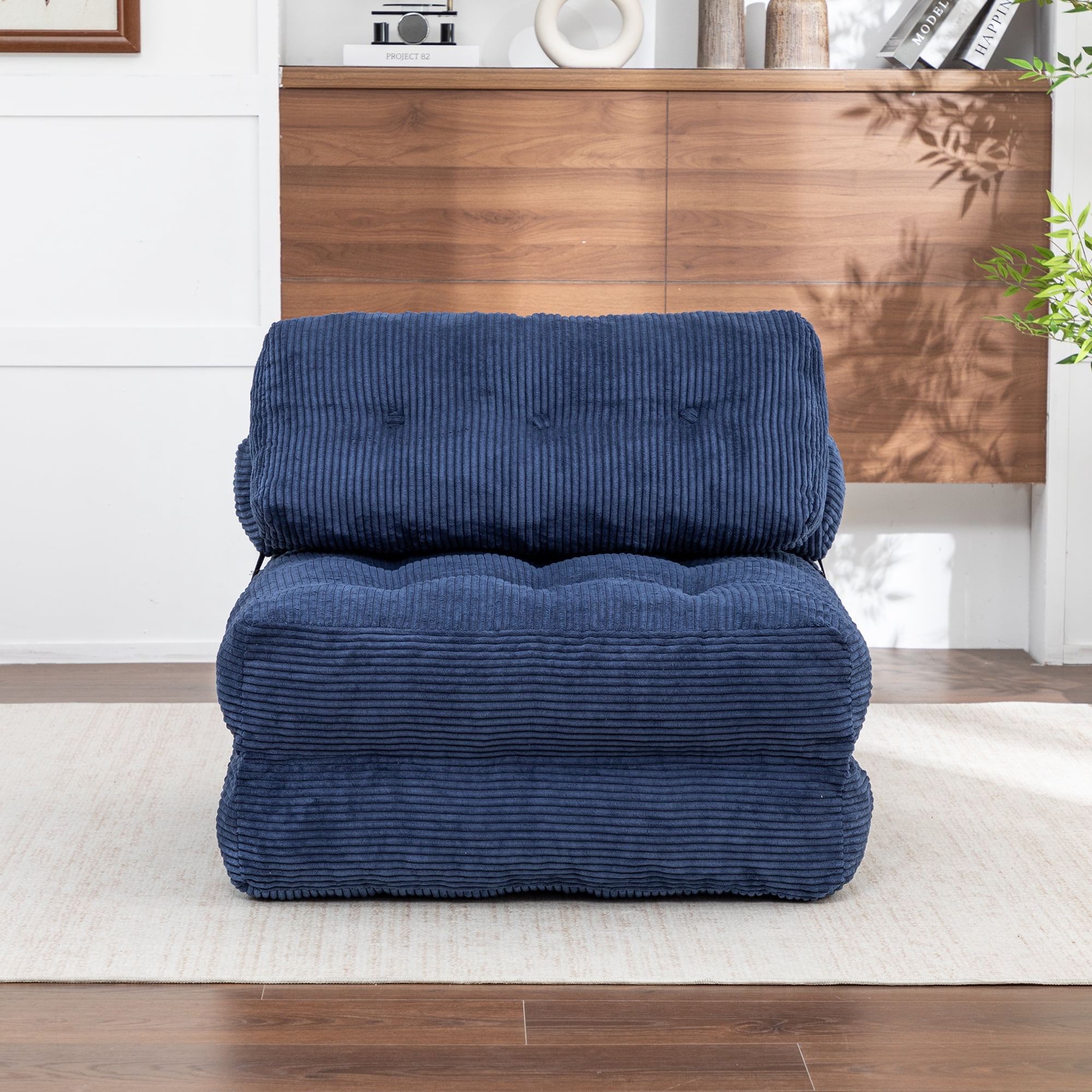 Leumius Folding Sofa Bed,68.5 inch Convertible Sleeper Sofa Chair with Pillow,Foldable Mattress Futon with Back Support,Soft Sleeper Chair Bed Floor Sofa for Living Room Bedroom,Dark Blue