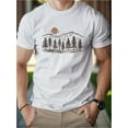 thumbnail image 1 of Camiseta para hombre con estampado de montañas y bosques, cuello redondo, tejido de punto de elasticidad media, estilo deportivo para todo tipo de clima, ajuste 100 % cómodo, transpirable | Camiseta d, 1 of 7