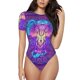 thumbnail image 1 of Balery Elephant in Tribal Style Body de cuello redondo de manga corta para mujer Tops de manga corta Tops básicos-Large, 1 of 7