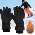 thumbnail image 2 of Jinhomg Winter Ski Gloves for Women Waterproof Cozy Fleece Lined Warm Gloves Cute Color Block Windproof Outdoor Hiking Cycling Gloves Black Free Size, 2 of 6