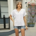 thumbnail image 6 of Yesfashion Womens Spring and Summer T-shirts V Neck Short Sleeve Buttons Tops Tee Loose Fit Blouse, 6 of 8