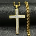 thumbnail image 5 of Trendy Cross Rhinestone Pendant Necklace For Women Men 14K Yellow Gold Religion Catholic Chain Jewelry Gifts, 5 of 8