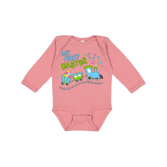 Inktastic My First Easter Train Boys or Girls Long Sleeve Baby Bodysuit