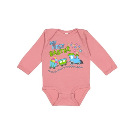 

Inktastic My First Easter Train Boys or Girls Long Sleeve Baby Bodysuit