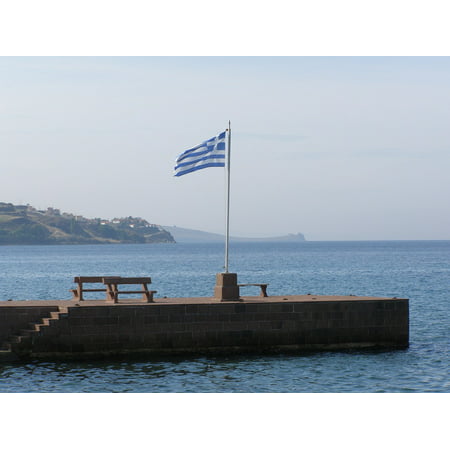 Canvas Print Coast Greece Symbol Sea National Flag Country Stretched Canvas 10 x 14
