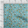 thumbnail image 2 of oneOone Cotton Cambric Turquoise Blue Fabric Circus Craft Projects Decor Fabric Printed By The Yard 56 Inch Wide, 2 of 5