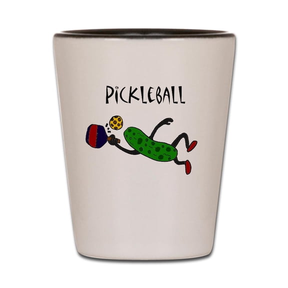 CafePress - Pickleball Pickle - White/Black Shot Glass, Unique and Funny Shot Glass