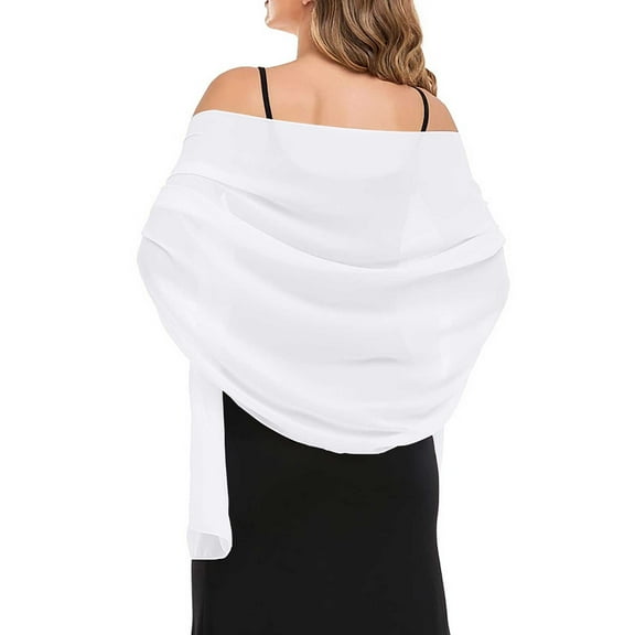 WHEANG Fall Fashion Must Haves Chiffon Elegant Soft Silky Wedding Bridal Evening Dress Shawl 1 Pc White S-L