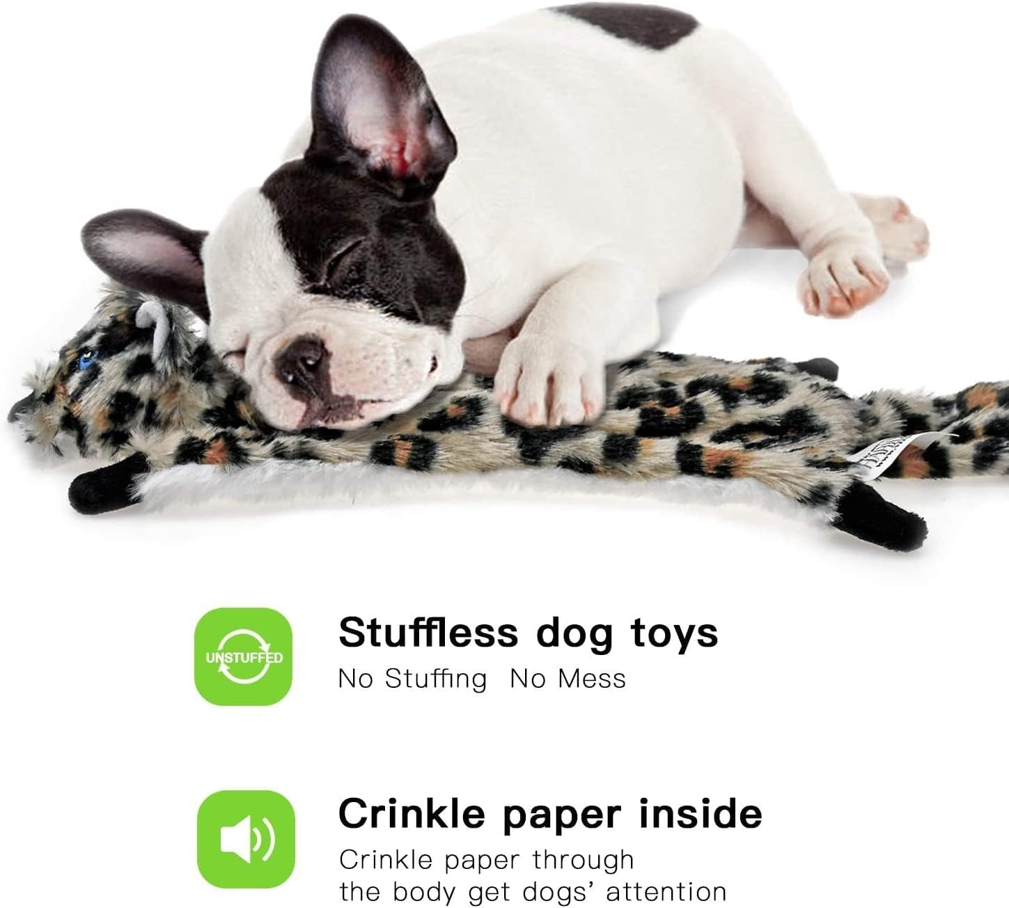 Dog Squeaky Toy No Stuffing 6 Pack, Dog Toys Crinkle for Small Puppy, Durable Chew Plush Cute Animals Natural for Teething Pet