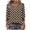 Brown, variant on Women's Polka Dot Print Button Up T-Shirt 3/4 Sleeve Round Neck Casual Top Spring Summer Vacation Beach Shirt, Black XXL
