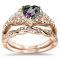 thumbnail image 4 of LaRaso & Co 1 Carat Black Heart Cut Wedding Engagement Ring Set 14K Rose Gold Plated Silver Size 12, 4 of 6