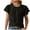 Black, variant on lmcalzta Womens Summer Tops Short Sleeve Crew Neck Pleated T Shirts Solid Color Fashion Tees