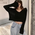 thumbnail image 3 of Pull Femme Mignon Tricoté Couleur Unie Vêtements Pull, 3 of 6