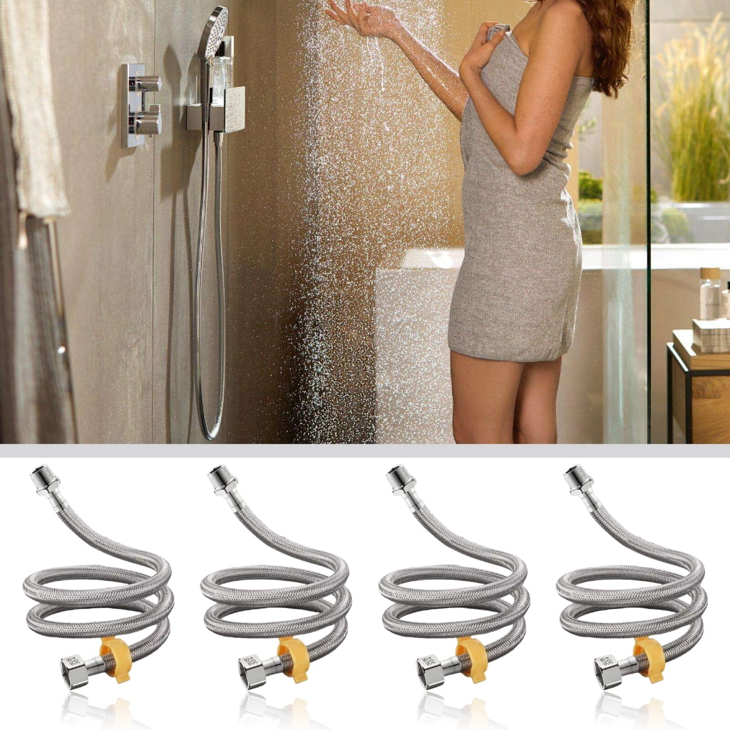 WINDLAND 304 Stainless Steel Water Heater Connections Hose with 4 Point Internal External