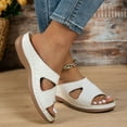 thumbnail image 6 of Viluyesy Women's Wedge Sandals, Soft Sole Open Toe Arch Support Trendy Comfortable Slip-On Slides Shoes White, 6 of 9
